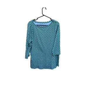 Charter Club XXL Green and Blue Lattice Pattern Top
